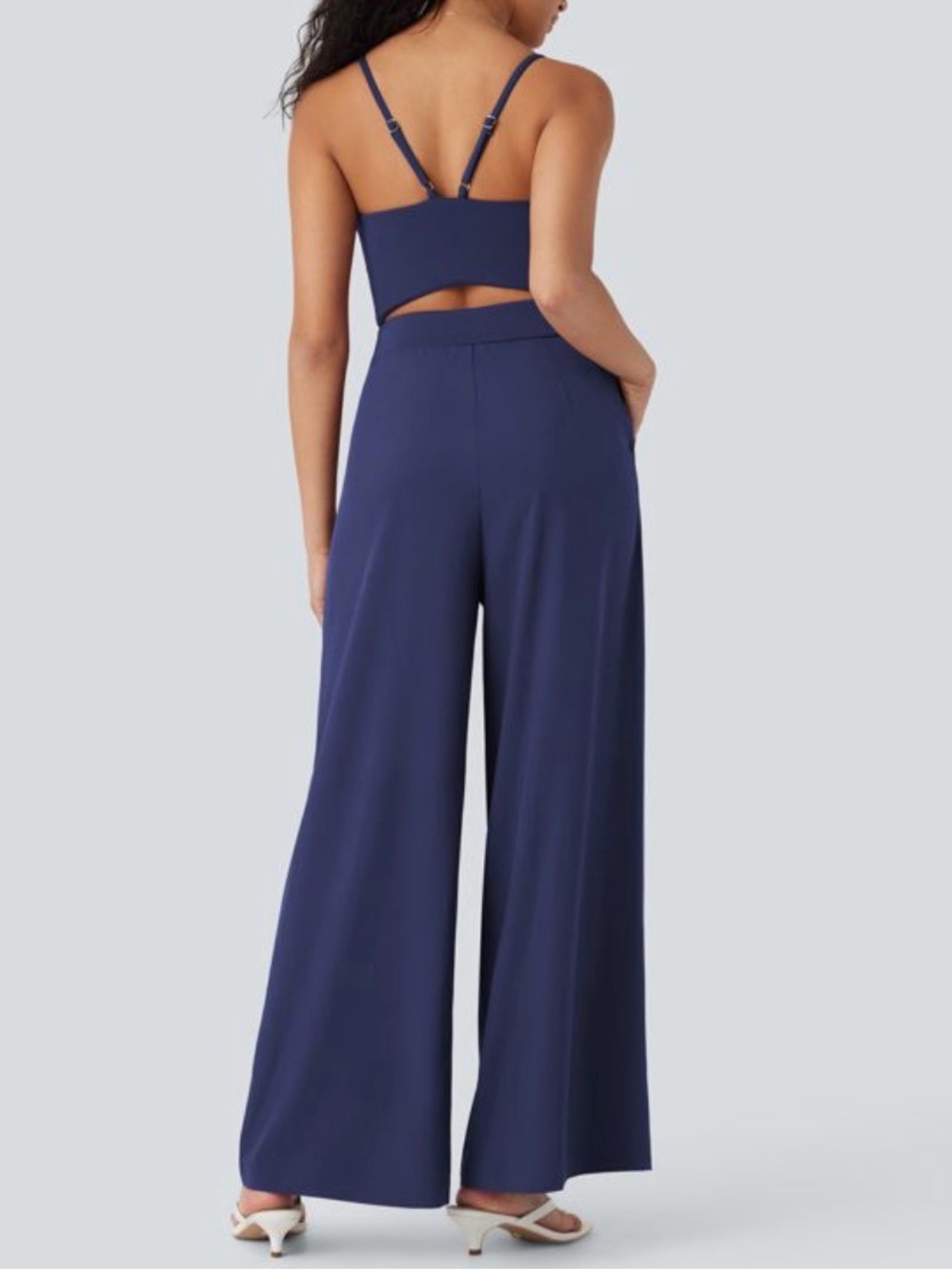 Halara Breezeful Backless Wide Leg Quick Dry Tank Jumpsuit Size Medium - Picture 2 of 9